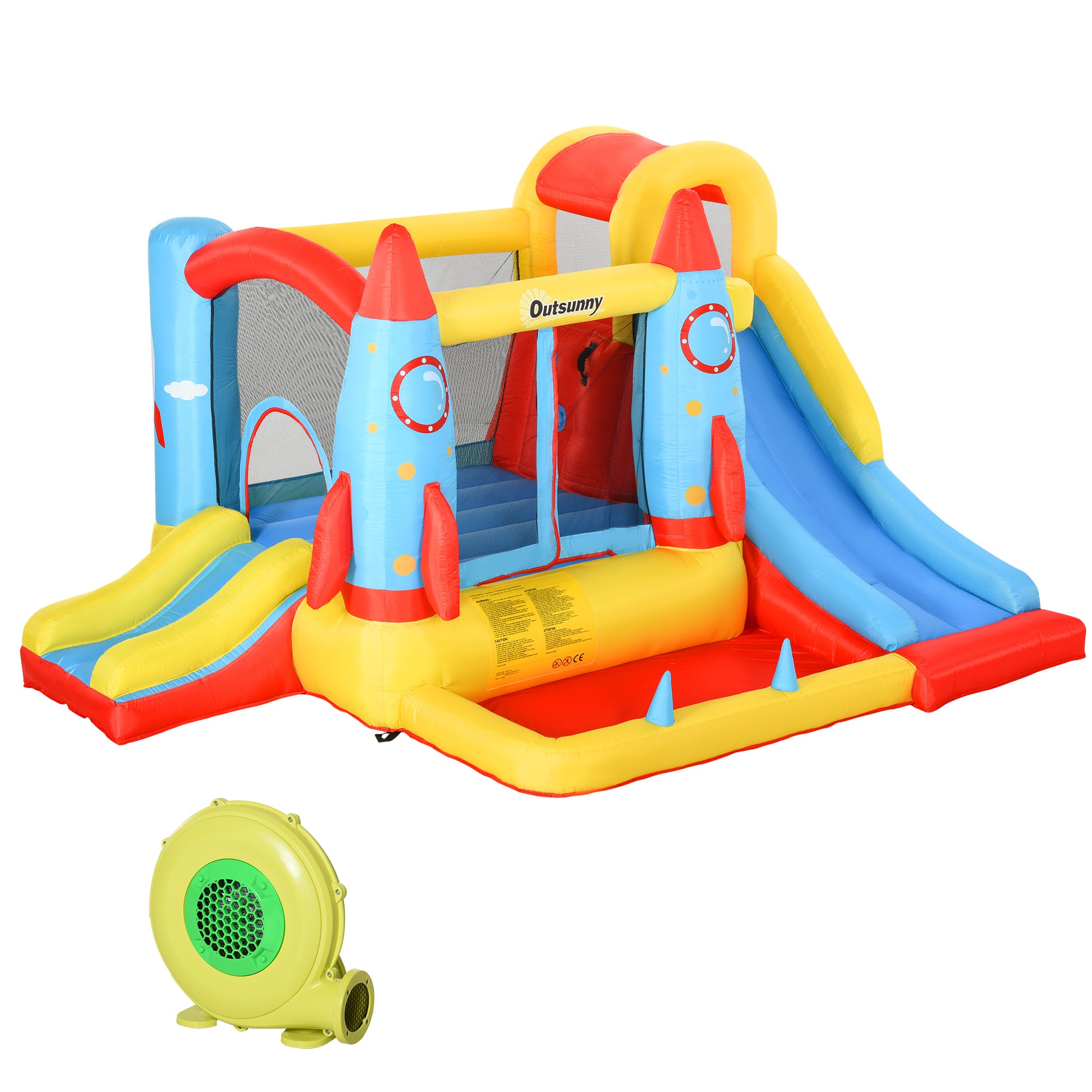Outsunny Castillo Hinchable Con 2 Toboganes Cama De Salto Piscina 330x265x185 Cm_0