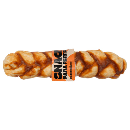 8u Snacks Colágeno Para Perro Grande, De Gelatina De Buey Y Pollo, Bolsa De 8u Trenzas L (150gr/u Aprox)_1