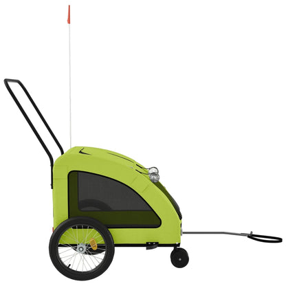 Remolque De Bicicleta Mascotas Hierro Tela Oxford Verde_5