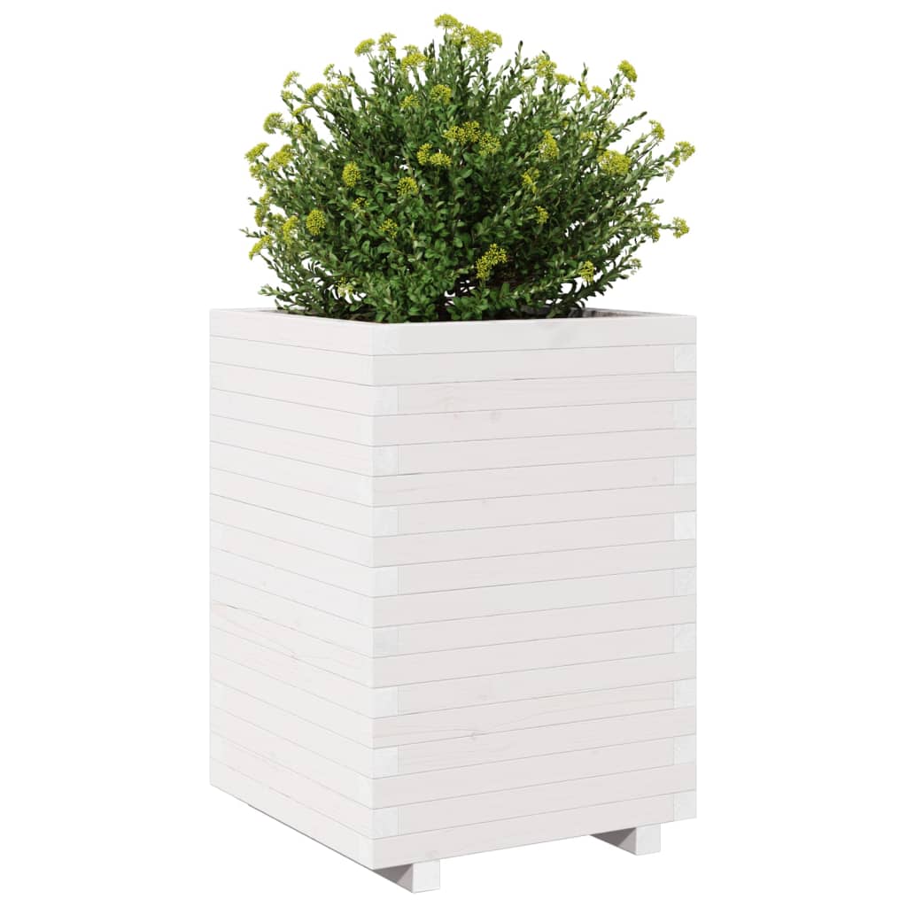 Jardinera Madera Maciza De Pino Blanco 50x50x72,5 Cm_3
