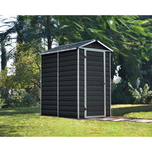 Telheiro de jardim com claraboia 176x120x203 cm cinzento escuro 