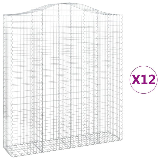 Cestas De Gaviones 12 Uds Forma De Arco Hierro 200x50x220/240cm_0