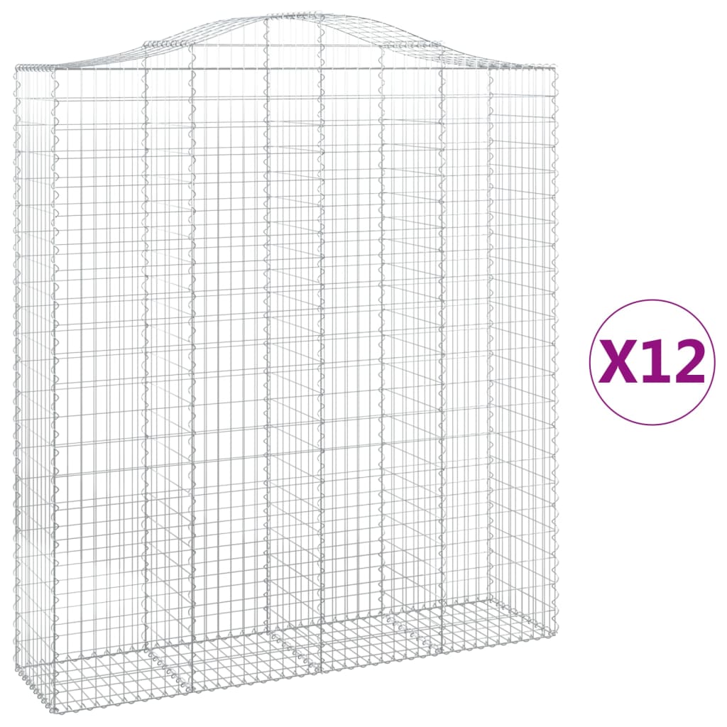 Cestas De Gaviones 12 Uds Forma De Arco Hierro 200x50x220/240cm_0