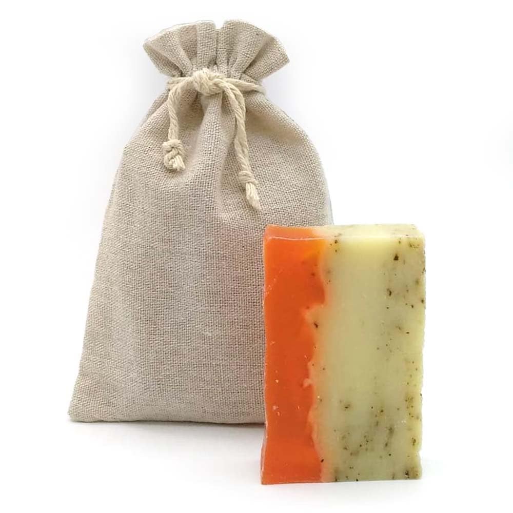 Jabón Natural De Jojoba 90g En Bolsa Regalo De Yute. Piel Muy Seca. Regula El Exceso De Grasa Y Sequedad, Antibacteriano_1