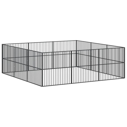 Corralito Para Perros Con 12 Paneles Acero Galvanizado Negro_0