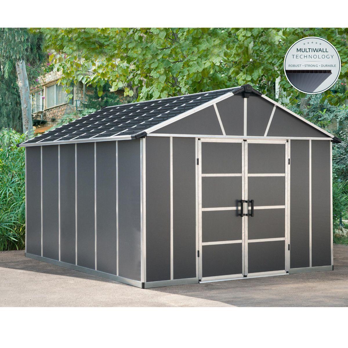 Galpão de jardim Yukon 395x332x252 cm com piso de cobertura da Palram