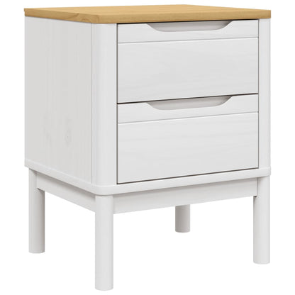 Mesita De Noche Floro Madera Maciza De Pino Blanco 45x39x57 Cm_0