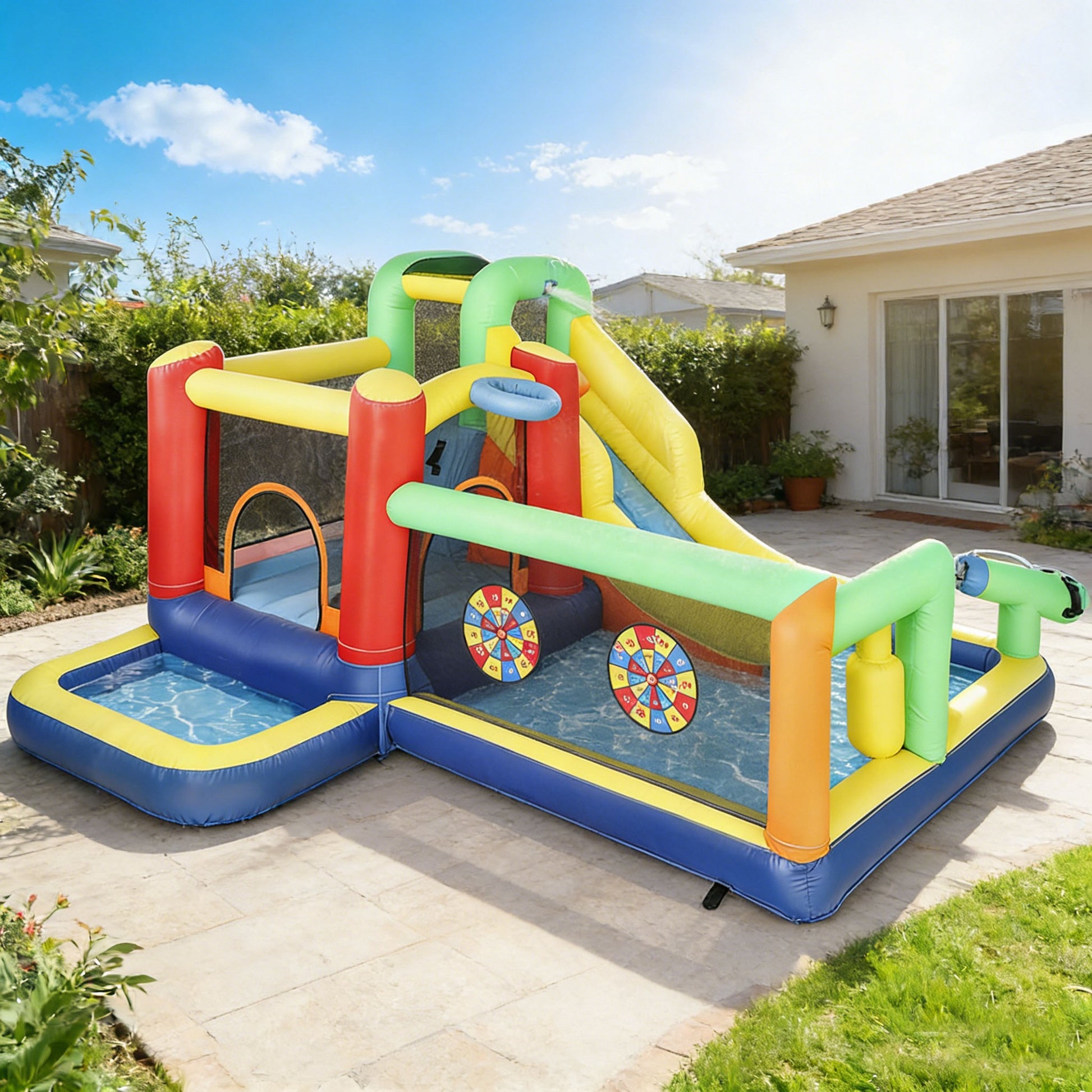 Aiyaplay Castillo Hinchable Acuático Con Soplador 550w 9 En 1 Tobogán Escalada_3