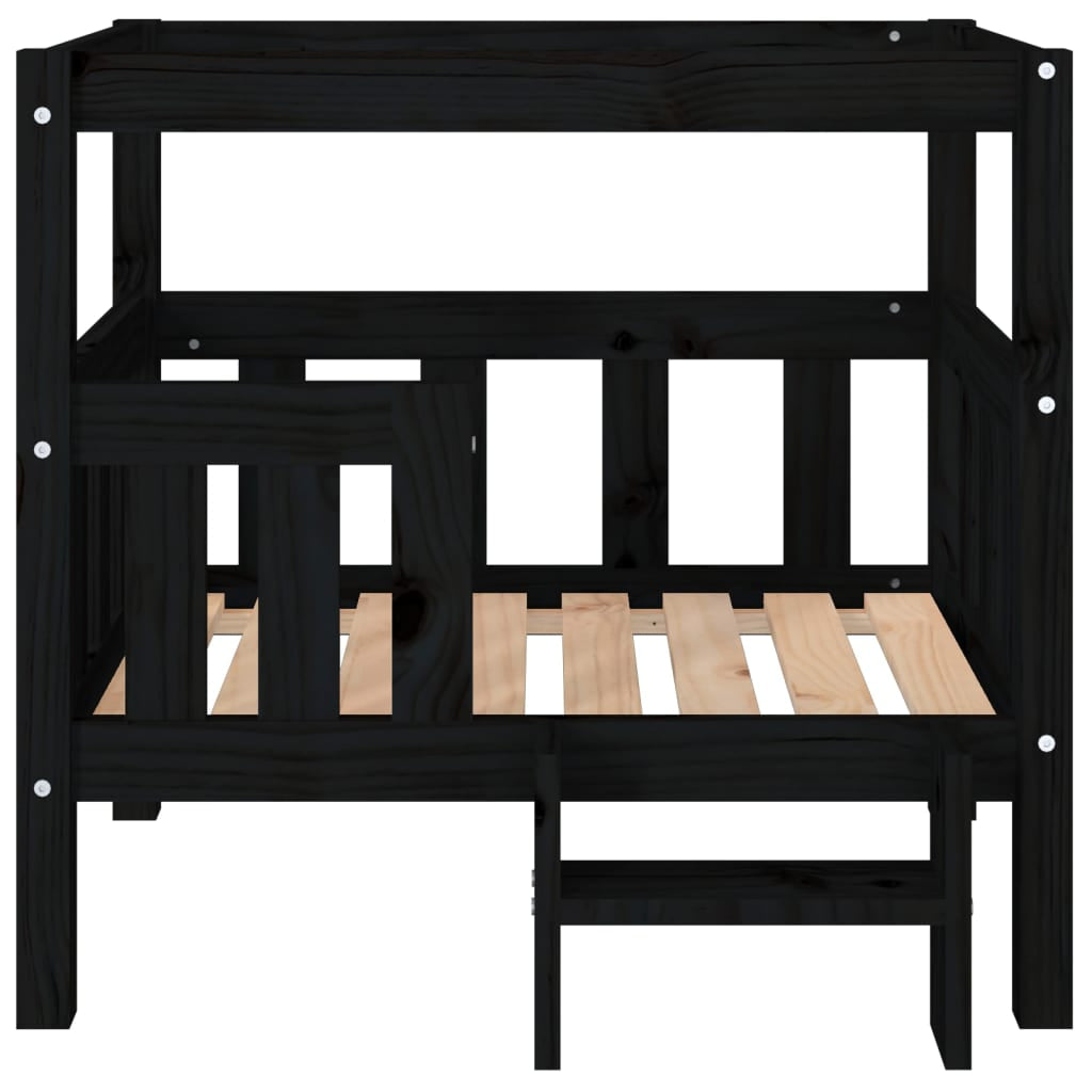 Vidaxl Cama Para Perros Madera Maciza De Pino Negro 75,5x63,5x70 Cm_4