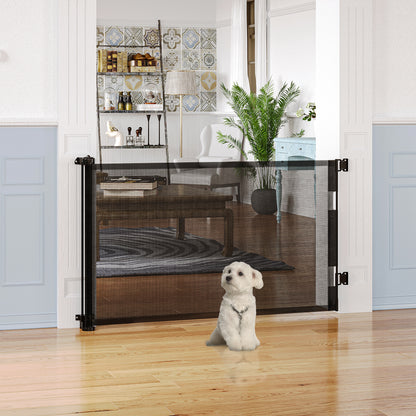 Pawhut Puerta De Seguridad Para Perros Extensible 0-150 Cm Para Escaleras Negro_1