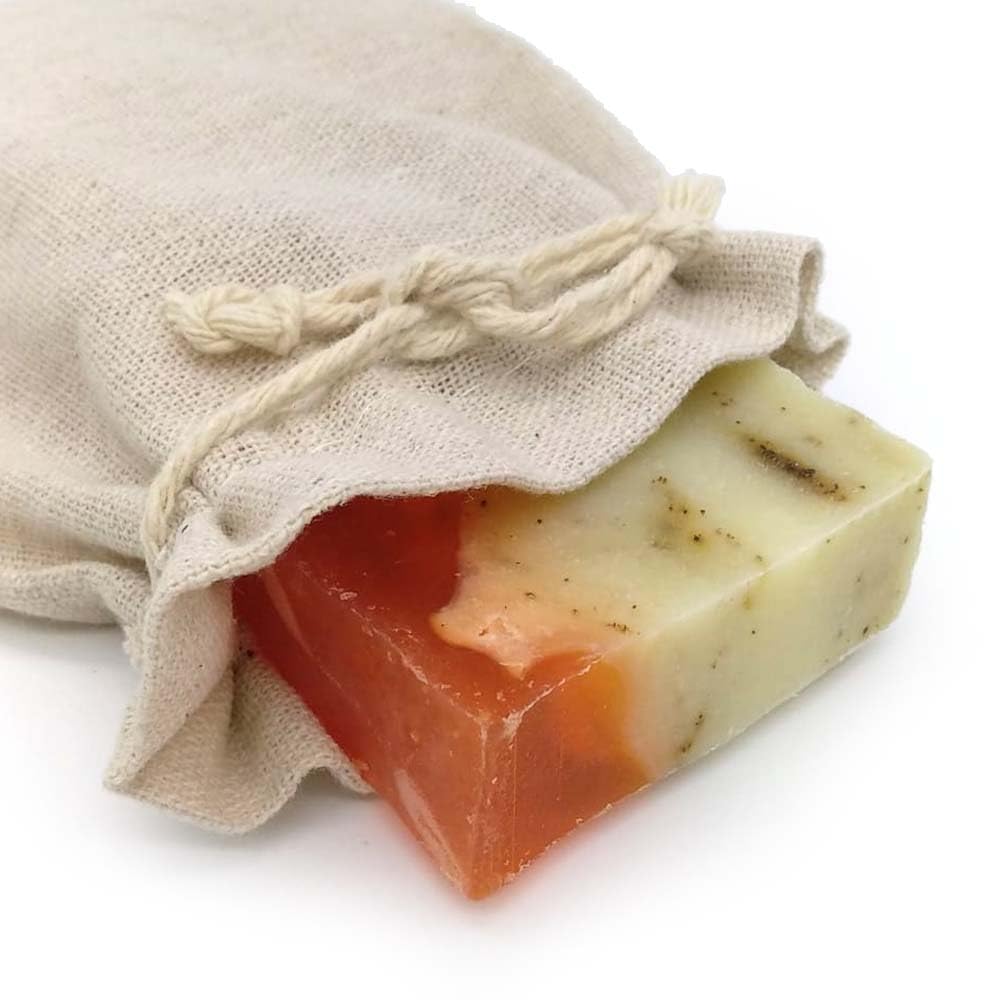Jabón Natural De Jojoba 90g En Bolsa Regalo De Yute. Piel Muy Seca. Regula El Exceso De Grasa Y Sequedad, Antibacteriano_0
