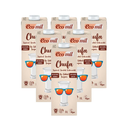 Pack 6L Bebida de Chufa Sem Açúcar EcoMil 1L