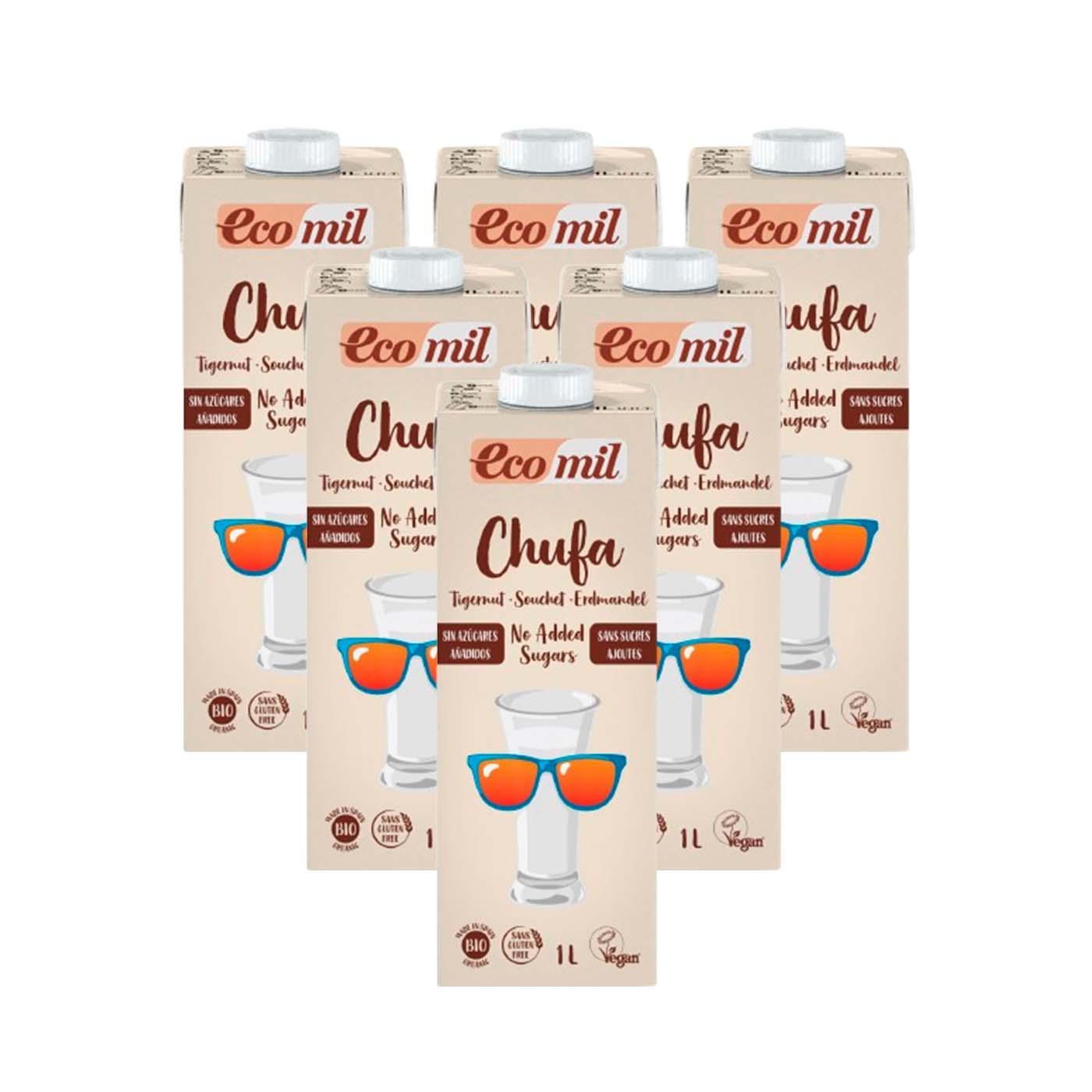 Pack 6L Bebida de Chufa Sem Açúcar EcoMil 1L