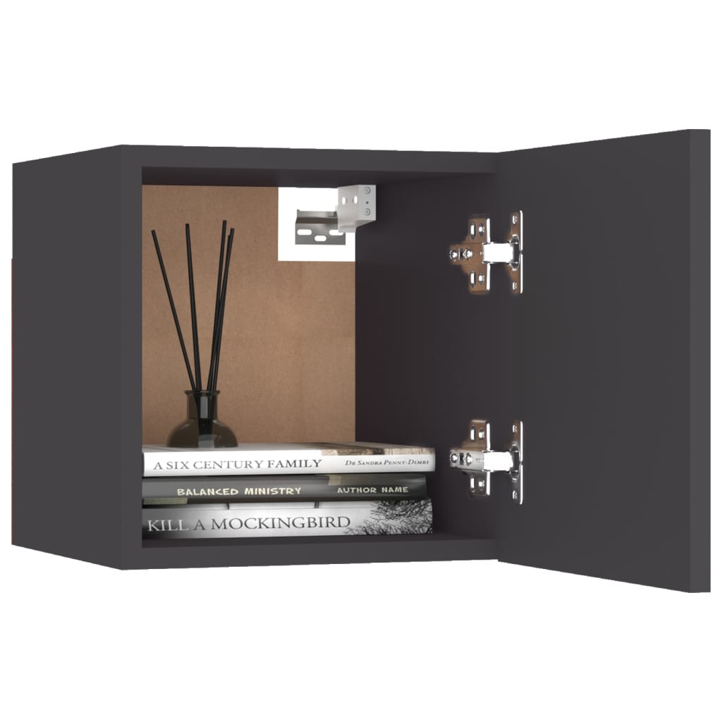 Mesita De Noche Madera De Ingeniería Gris 30,5x30x30 Cm_1