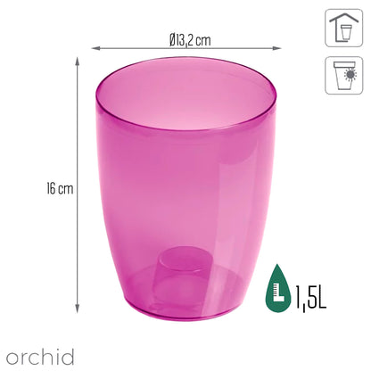Maceta Coubi Orchid 1,5l., Dimensiones (mm) 132x132x160, Color Violeta Transparente