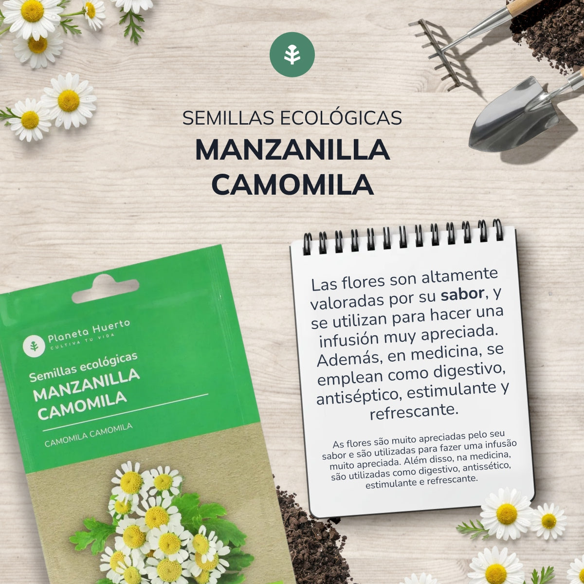 Sementes de Camomila Biológica Planeta Huerto