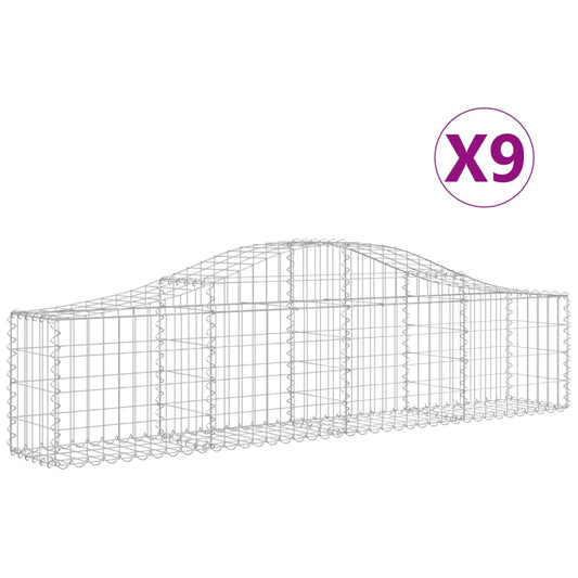 Cestas De Gaviones 9 Uds Forma De Arco Hierro 200x30x40/60 Cm_0