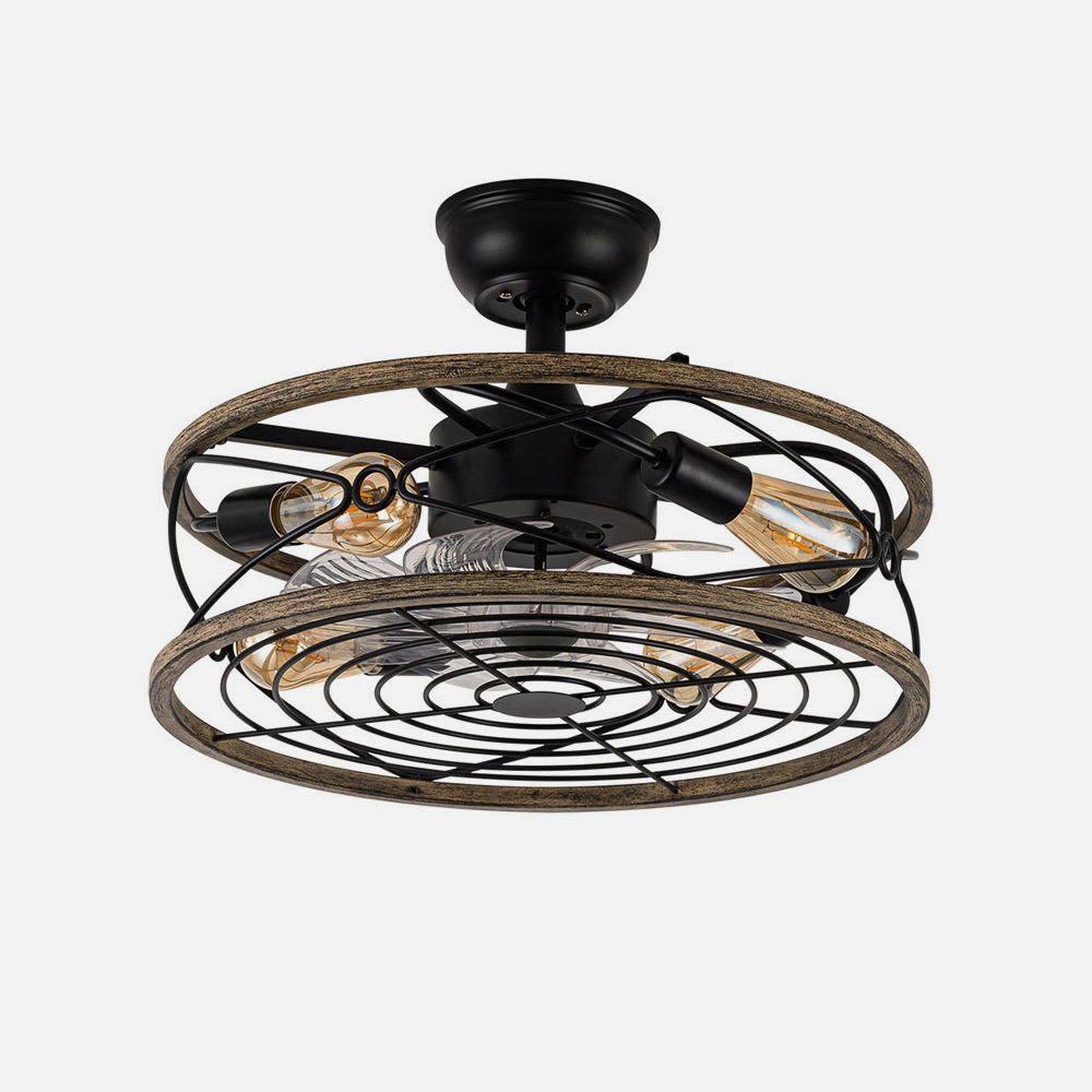 Ventilador Dc 4xe27 Arcadia Negro 8 Aspas Transparentes 31/40x50x50cm 6 Velocidades C/remoto Y Temporizador_2