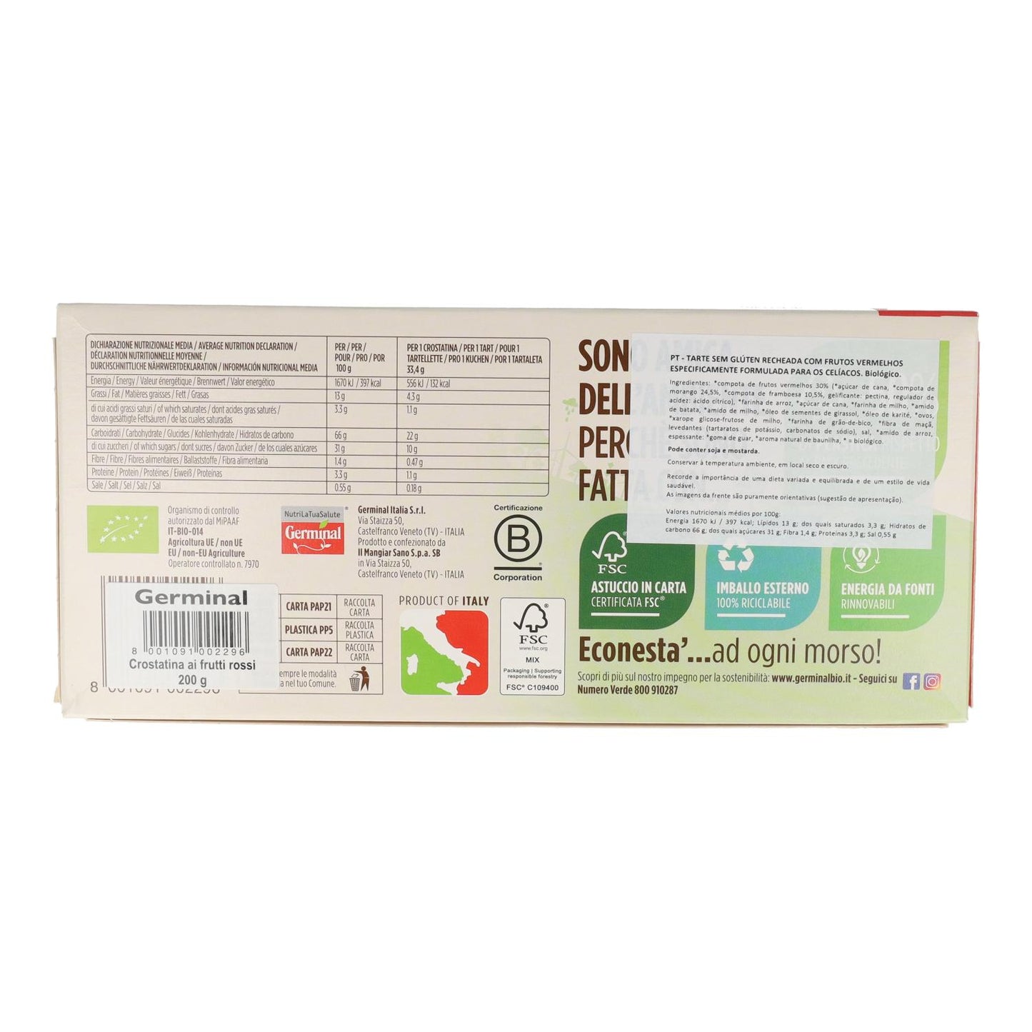 Tarte de Frutos Vermelhos Sem Glúten Germinali 200 g