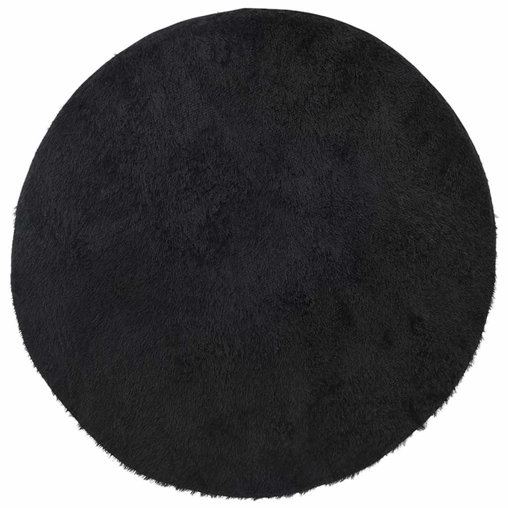 Vidaxl Alfombra Peluda De Pelo Largo Navarra Negra 120x120cm Poliéster_0