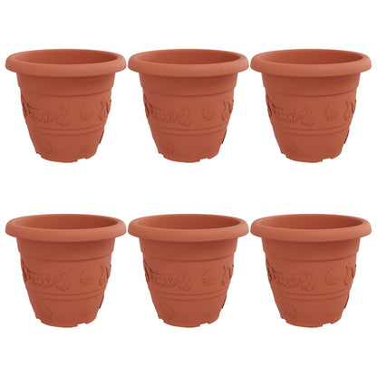 Maceta Redonda Para Flores 6 Pcs Rojo Ladrillo Ø 39 X 32 Cm_0