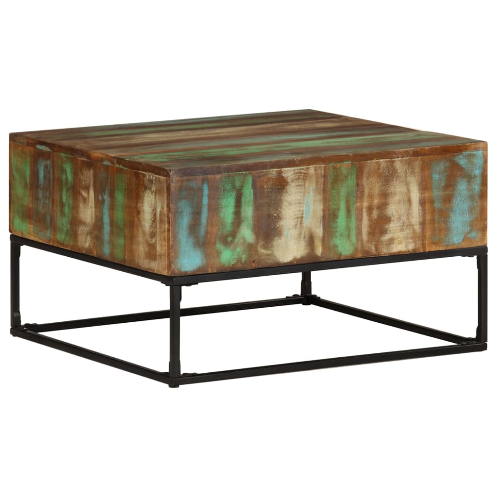 Mesa De Centro Madera Maciza Reciclada 68x68x41 Cm._4