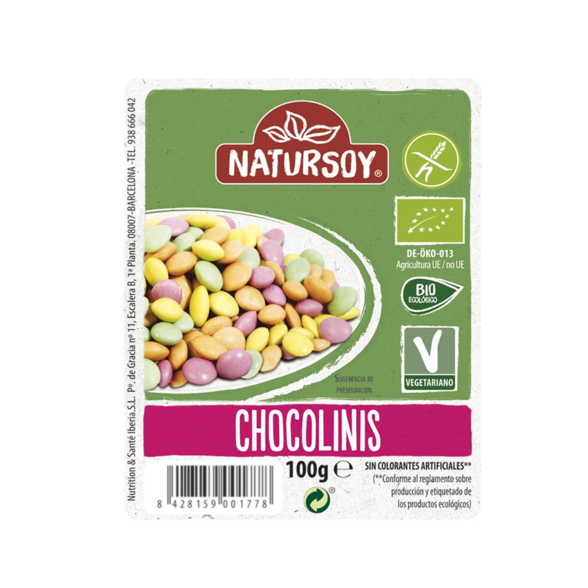 Drageia de Chocolate de Leite Biológico Chocolinis, 100g. Natursoy