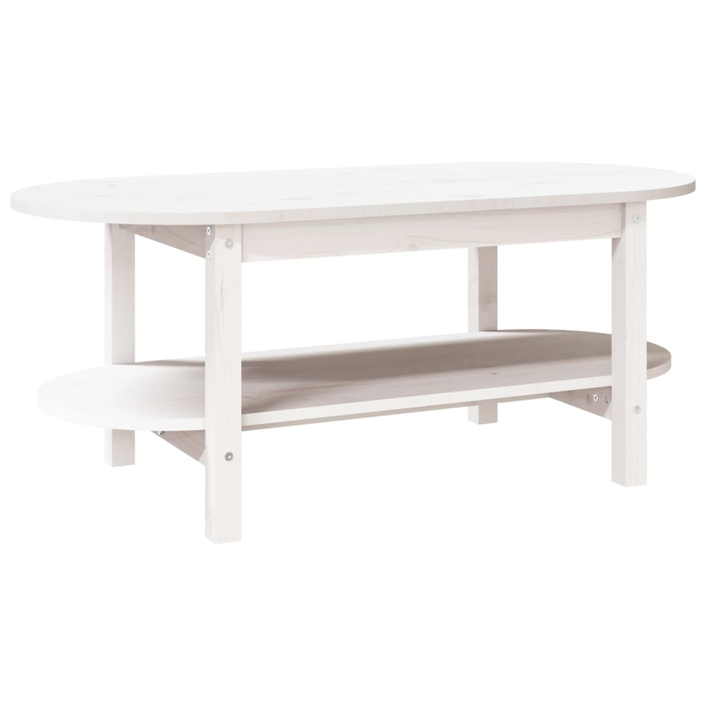 Mesa De Centro De Madera Maciza De Pino Blanco 110x55x45 Cm_0