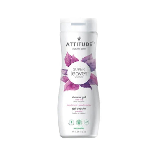Gel de banho hidratante Super Leaves - Folhas de chá branco, Attitude, 473 ml
