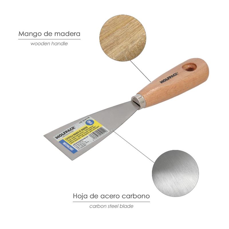 Espatula Mango Madera Hoja Acero 50 Mm. Espatula Yeso, Espatula Pintor, Espatula Masillas, Espatula Pladur, Etc._2