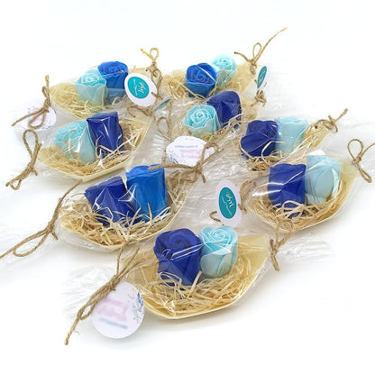 5 Barcas Con Flores Para Regalo Invitados (azul) - Rosas De Jabón Para Baño Aromático. Detalle Original Para Eventos_0