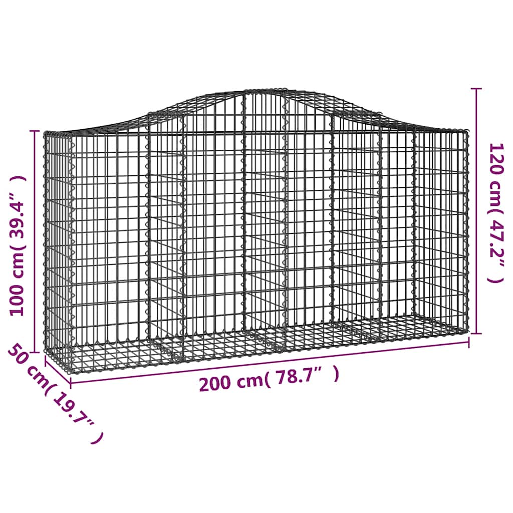 Cestas De Gaviones 8 Uds Forma De Arco Hierro 200x50x100/120cm_5
