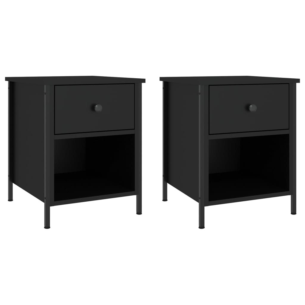 Mesitas De Noche 2 Uds Madera De Ingeniería Negro 40x42x50 Cm_0