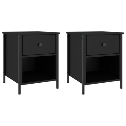 Mesitas De Noche 2 Uds Madera De Ingeniería Negro 40x42x50 Cm_0