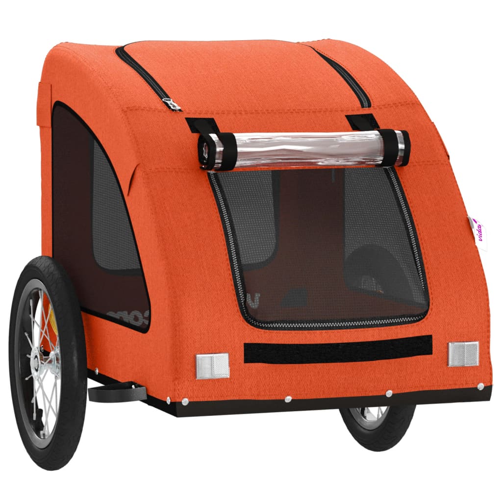 Remolque De Bicicleta Mascotas Hierro Tela Oxford Naranja_4