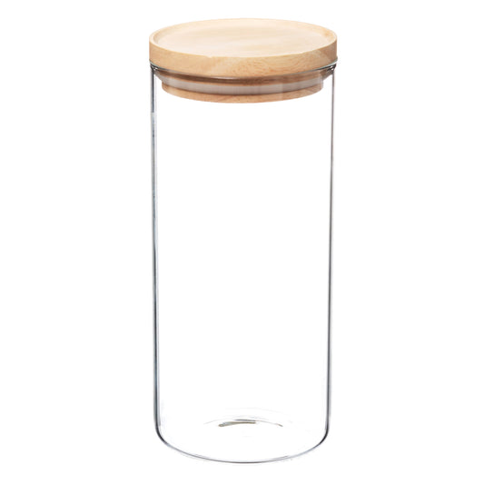 Wellhome - Tarro De Vidrio Y Madera, Cierre Hermético 1.3l_0