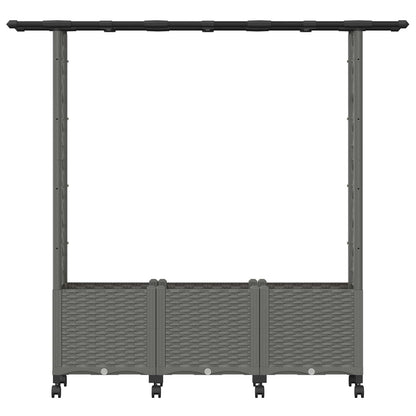 Cama Elevada Con Trellis Y Techo Gris Claro 162,5 X 40 X 142 Cm_3