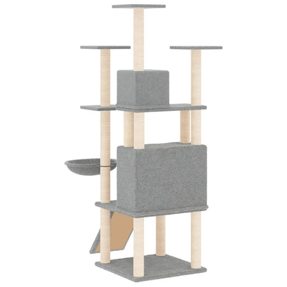 Rascador Para Gatos Con Postes De Sisal Gris Claro 154 Cm_4