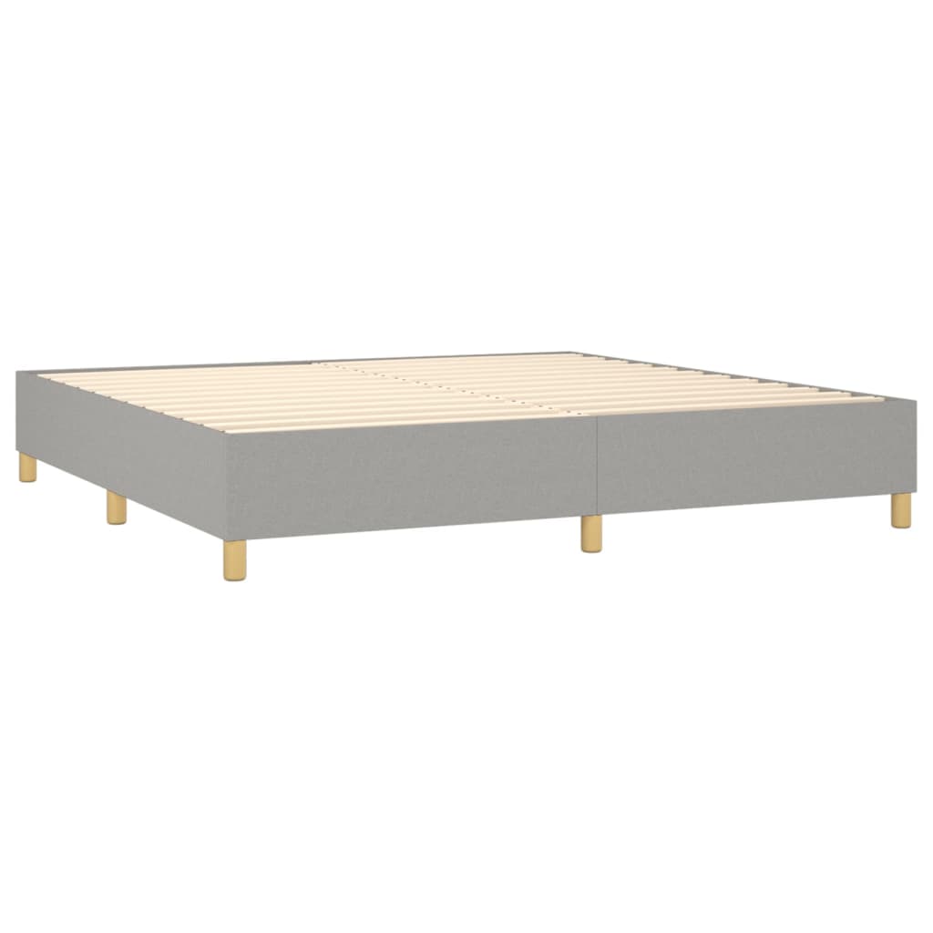 Cama Box Spring Con Colchón Tela Y Led Gris Claro 200x200 Cm / Vetonek_5