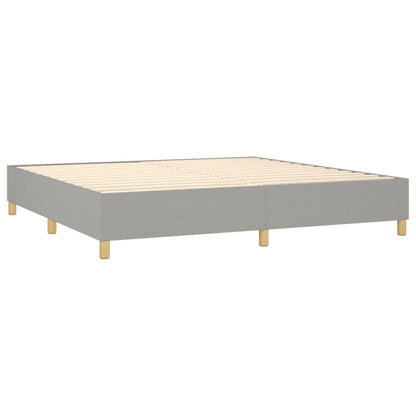 Cama Box Spring Con Colchón Tela Y Led Gris Claro 200x200 Cm / Vetonek_5