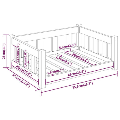 Vidaxl Cama Para Perros 75,5x55,5x28 Cm Madera Maciza De Pino_2