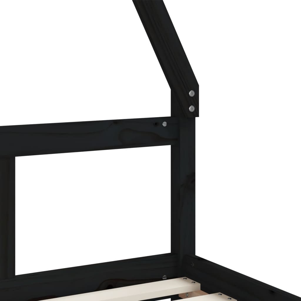 Estructura De Cama Para Niños Madera De Pino Negro 80x160 Cm / Vetonek_4