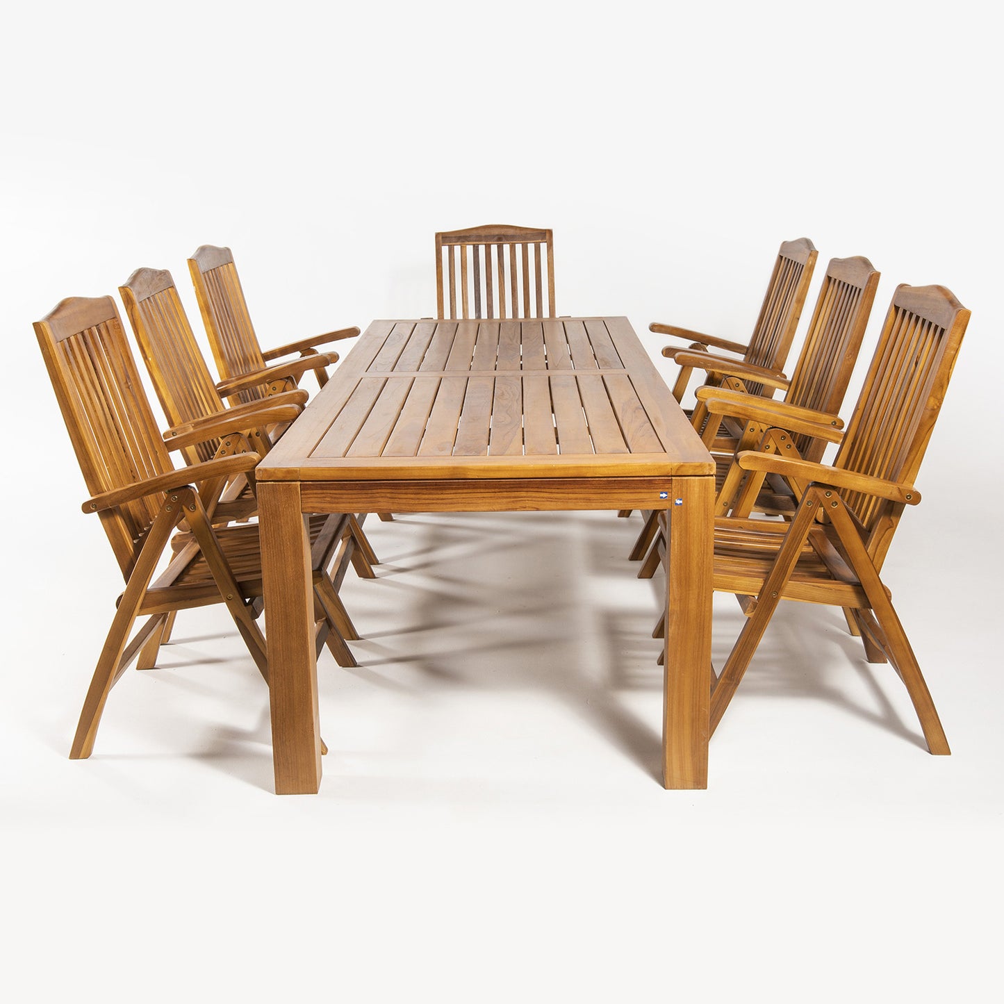 Conjunto De Jardín De Madera Teca, Mesa De 240 Cm De Largo Y 8 Sillones Reclinables, Madera Teca Grado A, Tratamiento Al Agua Aplicado_3