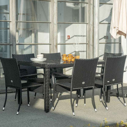 Muebles De Jardín Comedor Formentera 6 Plazas Ratán Sintético Negro Kiefergarden_1