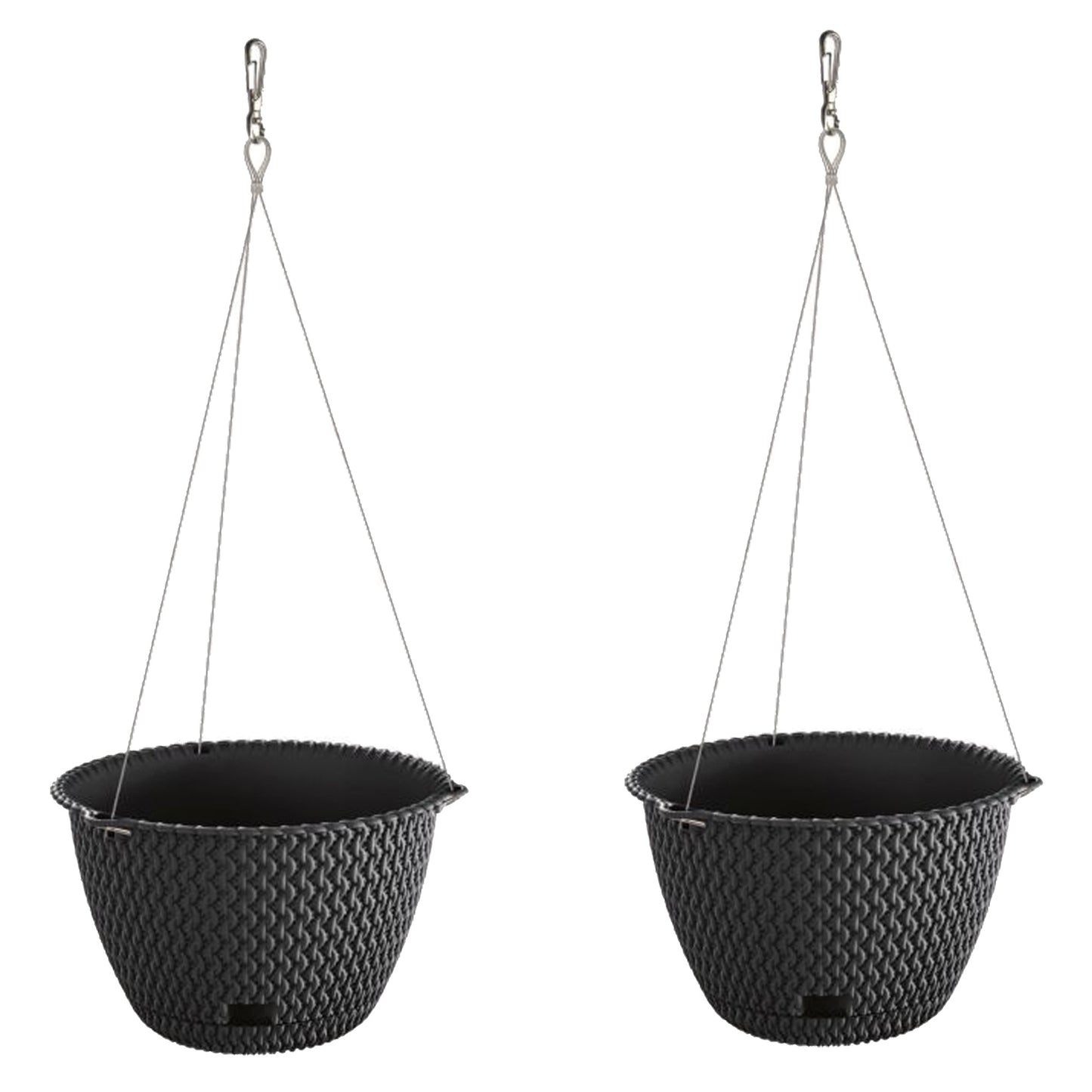 2x Maceta Redonda Colgante 4,8l Prosperplast Splofy Round Ws De Plastico En Color Antracita, Ø27 X 16,6 Cm_0