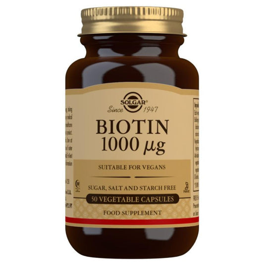 Biotina 1000 mcg Solgar 50 cápsulas vegetais