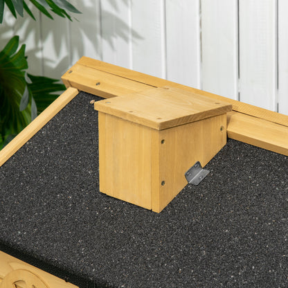 Pawhut Conejera De Madera Con Zona Abierta Y Rampa 120x55,5x80 Cm Natural_4