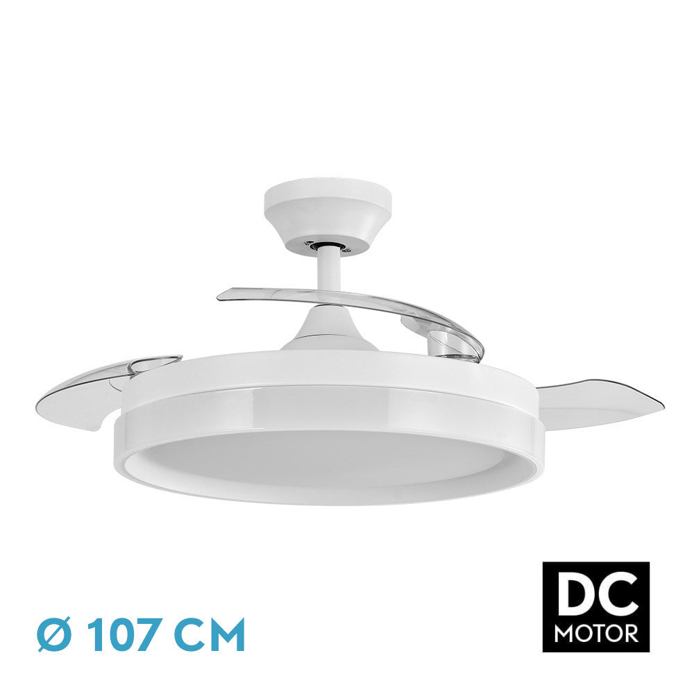 Ventilador Dc Zenit Blanco 72w 3aspas Desplegables 107d 7200lm 6vel 3000k,4500k,6000k Remoto+temporizador+memoria_0