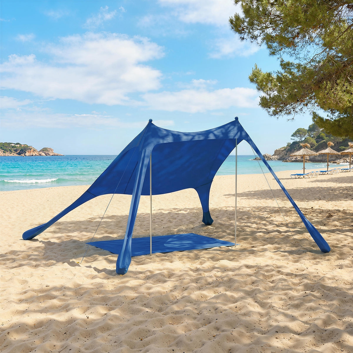 Toldo De Playa Outsunny Aluminio, Poliéster Azul 208x200x200 Cm_1