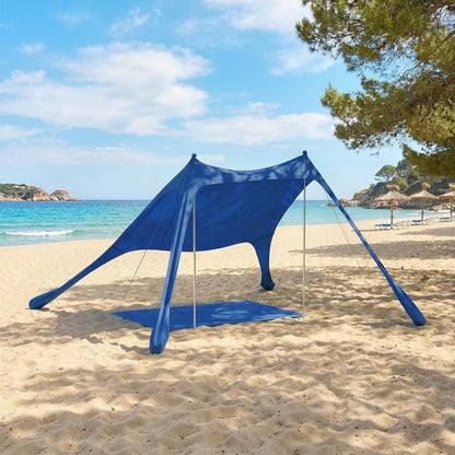 Toldo De Playa Outsunny Aluminio, Poliéster Azul 208x200x200 Cm_1